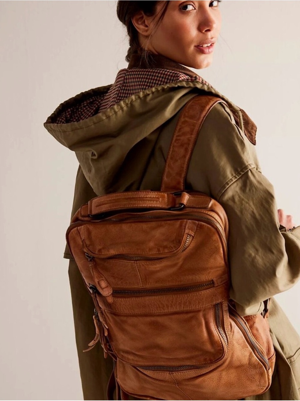 NWT Free People East End Leather Backpack